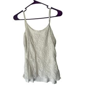 Maurices White Lace Cami Tank Top M Floral‎ Lined Y2K Coquette Layering Stretchy